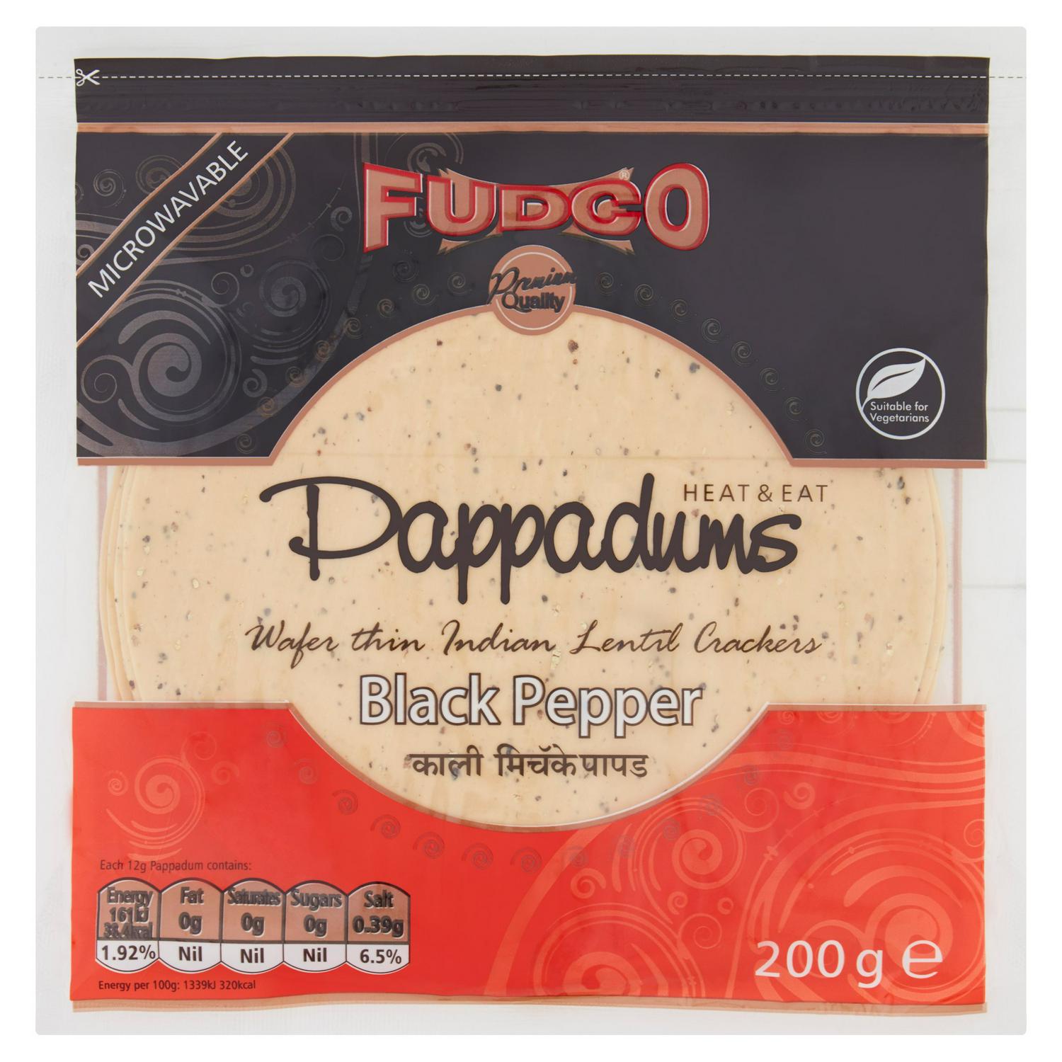 Picture of Fudco Pappadums Black Pepper 200g