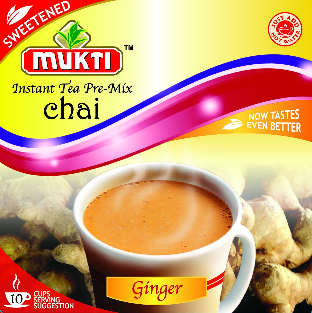 Picture of Mukti Chai Ginger Tea Sweetened 10 Sachets 220g