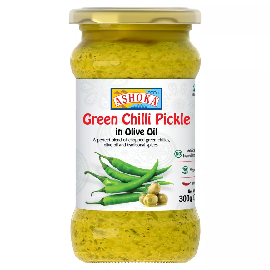 Picture of Ashoka Green Chilli Pickle in Olive Oil 300g