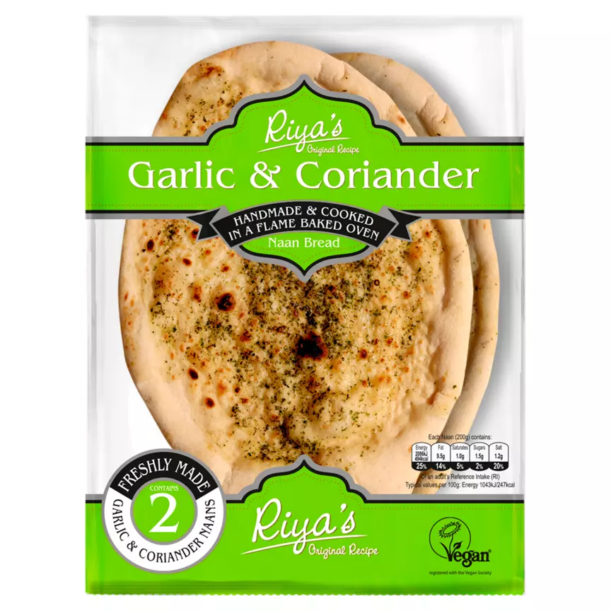 Picture of Riya's Original Recipe 2 Garlic & Coriander Naan Bread 400g